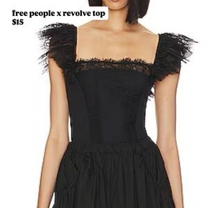 Free People x Revolve Black Lace Top